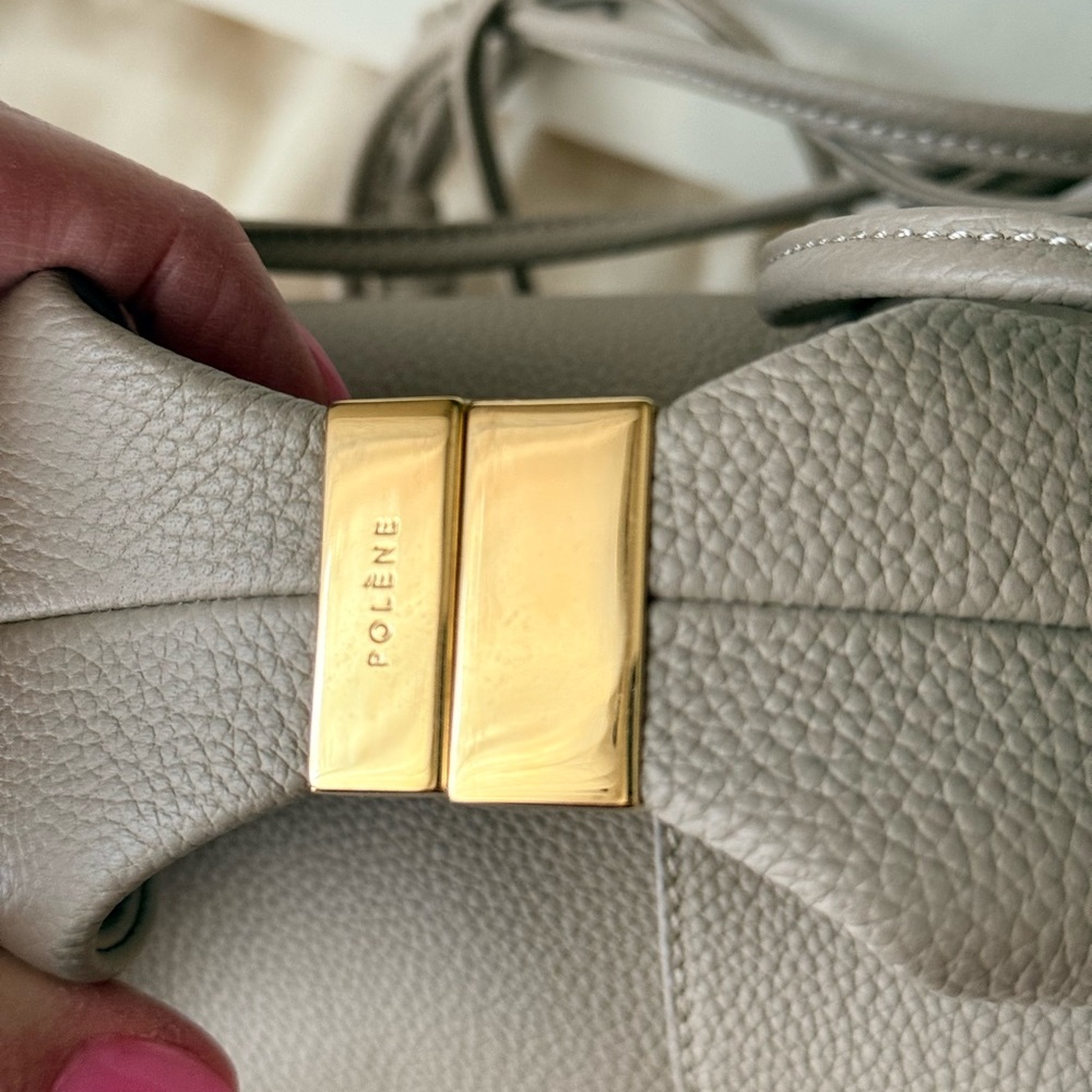 Polène Taupe Knot-Top Pebbled Leather Crossbody - Picture 3 of 9